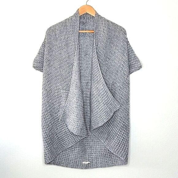 M. RENA Gray Knit Open Front Chunky Cardigan Sweater Vest - Picture 1 of 9